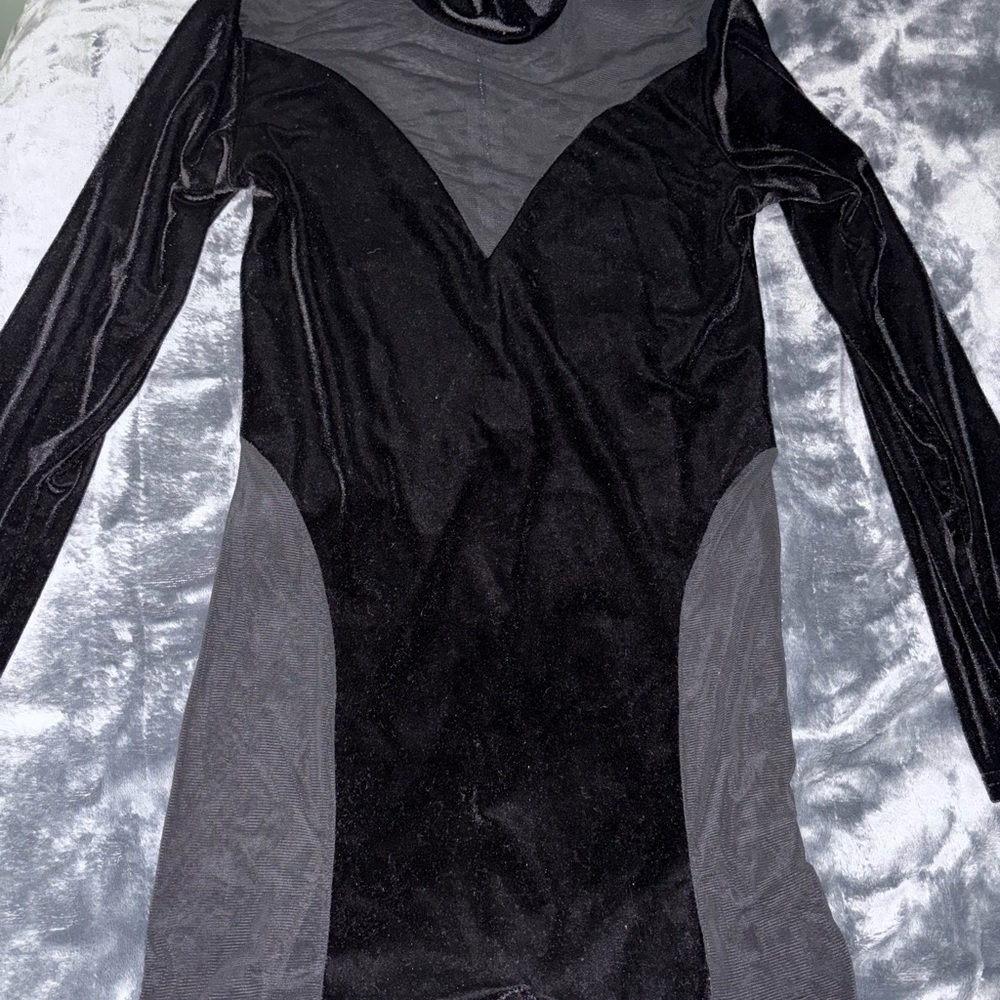 Elegant Black and mesh Long Sleeve romper